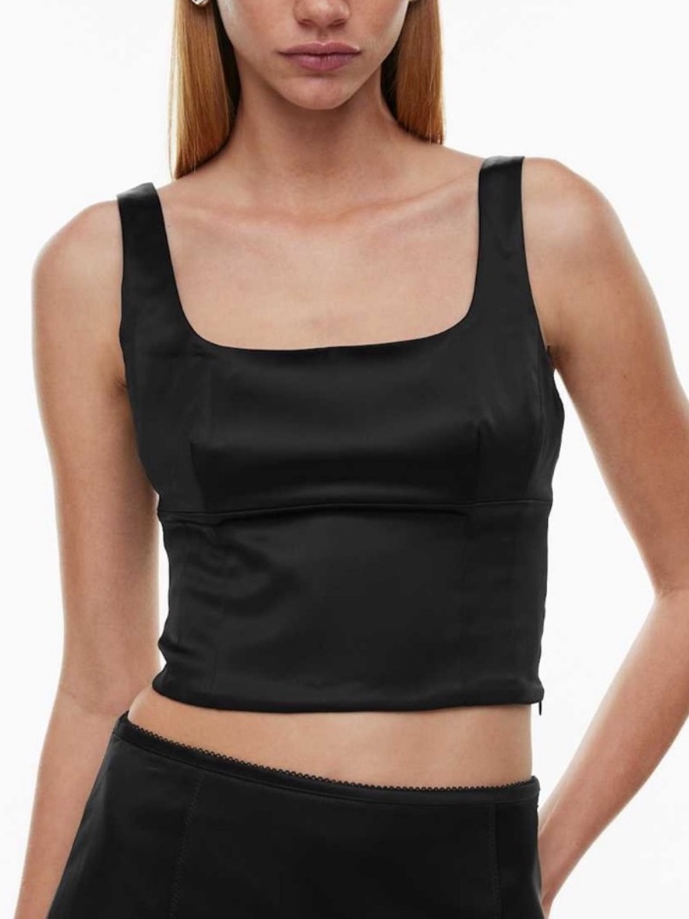 Aritzia Wilfred Shine Satin Bustier in Black